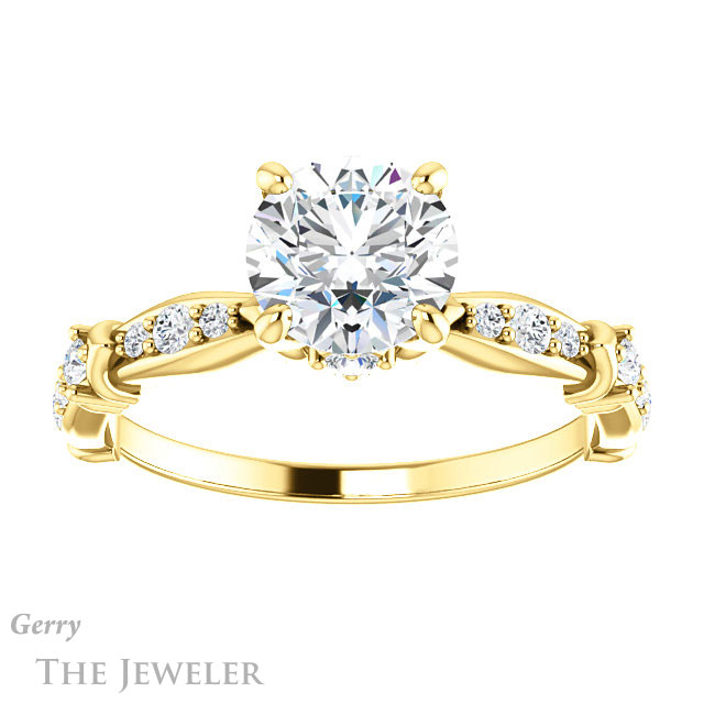 Round Cut Forever One Moissanite Engagement Ring #GTJ957-round-fo-y