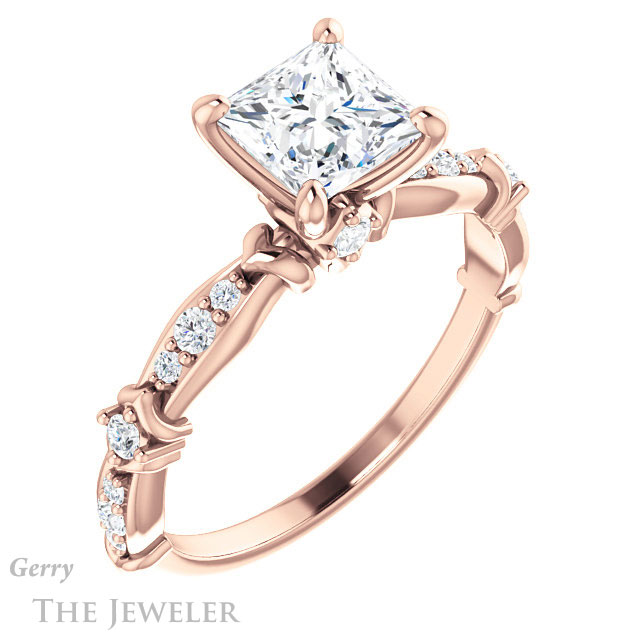 Princess Cut Forever One Moissanite Engagement Ring #GTJ957-square-fo-r 4 Princess Cut Forever One Moissanite Engagement Ring #GTJ957-square-fo-r