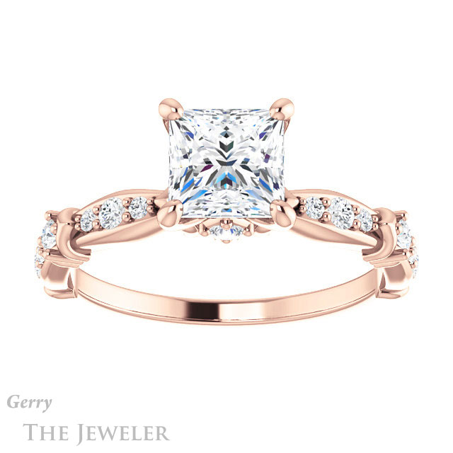 Princess Cut Forever One Moissanite Engagement Ring #GTJ957-square-fo-r
