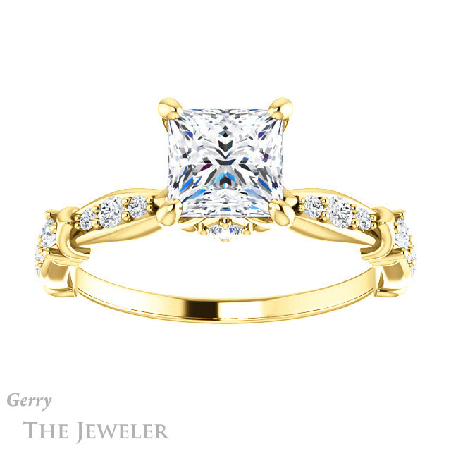 Princess Cut Forever One Moissanite Engagement Ring #GTJ957-square-fo-y