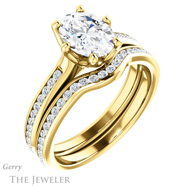 Oval Shaped Forever One Moissanite Engagement Ring #GTJ959-oval-fo-y 6 Oval Shaped Forever One Moissanite Engagement Ring #GTJ959-oval-fo-y