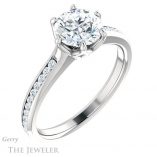 Round Cut Forever One Moissanite Engagement Ring #GTJ959-round-fo-w