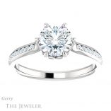 Round Cut Forever One Moissanite Engagement Ring #GTJ959-round-fo-w