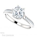 Round Cut Forever One Moissanite Engagement Ring #GTJ959-round-fo-w