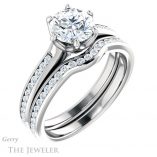 Round Cut Forever One Moissanite Engagement Ring #GTJ959-round-fo-w