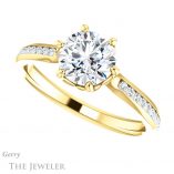 Round Cut Forever One Moissanite Engagement Ring #GTJ959-round-fo-y