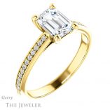 Emerald Cut Forever One Moissanite Engagement Ring #GTJ960-emerald-fb-y 4 Emerald Cut Forever Brilliant Moissanite Engagement Ring #GTJ960-emerald-fb-y