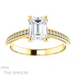 Emerald Cut Forever One Moissanite Engagement Ring #GTJ960-emerald-fb-y 1 Emerald Cut Forever Brilliant Moissanite Engagement Ring #GTJ960-emerald-fb-y
