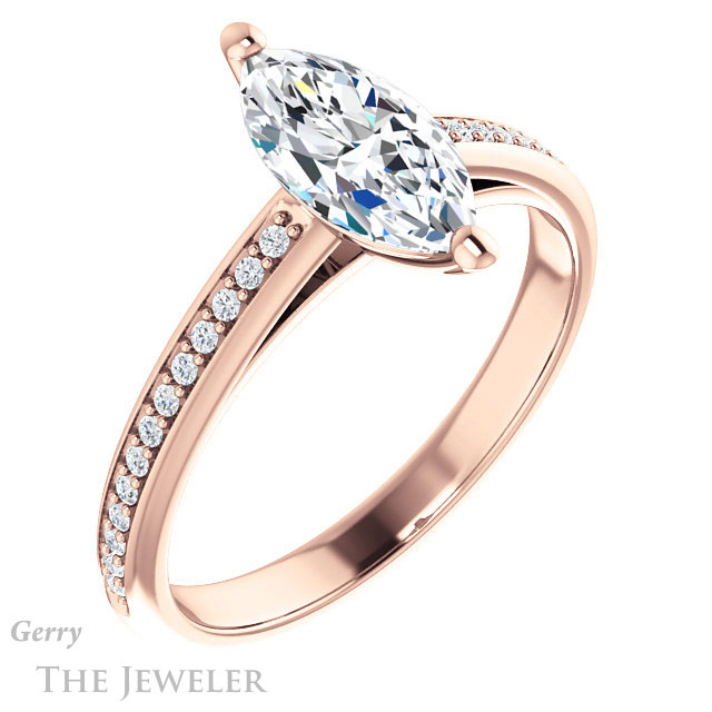 Marquise Cut Forever One Moissanite Engagement Ring #GTJ960-marquise-fb-r 4 Marquise Cut Forever Brilliant Moissanite Engagement Ring #GTJ960-marquise-fb-r
