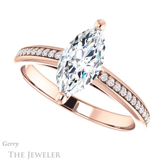 Marquise Cut Forever One Moissanite Engagement Ring #GTJ960-marquise-fb-r 5 Marquise Cut Forever Brilliant Moissanite Engagement Ring #GTJ960-marquise-fb-r