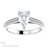 Pear Shaped Forever One Moissanite Engagement Ring #GTJ960-pear-fb-w 1 Pear Shaped Forever Brilliant Moissanite Engagement Ring #GTJ960-pear-fb-w