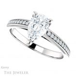 Pear Shaped Forever One Moissanite Engagement Ring #GTJ960-pear-fb-w 5 Pear Shaped Forever Brilliant Moissanite Engagement Ring #GTJ960-pear-fb-w