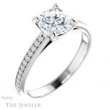 Round Cut Forever One Moissanite Engagement Ring #GTJ960-round-fo-w