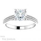 Round Cut Forever One Moissanite Engagement Ring #GTJ960-round-fo-w