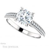 Round Cut Forever One Moissanite Engagement Ring #GTJ960-round-fo-w