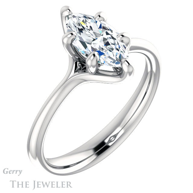 Marquise Cut Forever Brilliant Moissanite Engagement Ring #GTJ962-marquise-fb-w