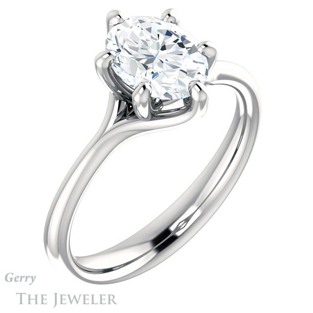 Oval Shaped Forever One Moissanite Engagement Ring #GTJ962-oval-fo-w 4 Oval Shaped Forever One Moissanite Engagement Ring #GTJ962-oval-fo-w