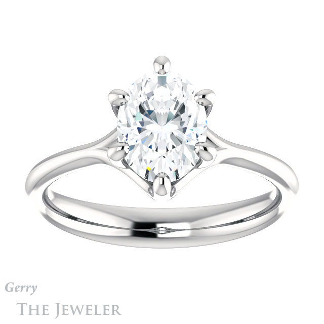 Oval Shaped Forever One Moissanite Engagement Ring #GTJ962-oval-fo-w