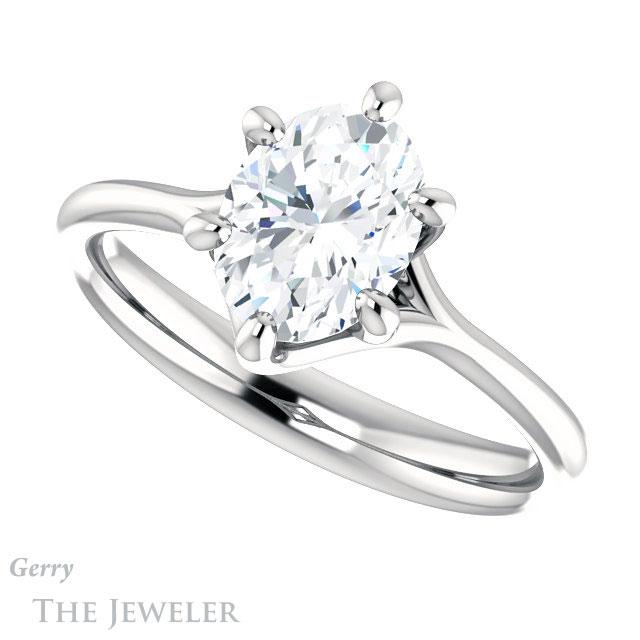 Oval Shaped Forever One Moissanite Engagement Ring #GTJ962-oval-fo-w 5 Oval Shaped Forever One Moissanite Engagement Ring #GTJ962-oval-fo-w