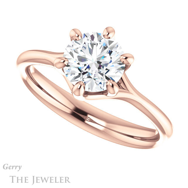 Round Cut Forever One Moissanite Engagement Ring #GTJ962-round-fo-r 5 Round Cut Forever One Moissanite Engagement Ring #GTJ962-round-fo-r