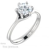 Round Cut Forever One Moissanite Engagement Ring #GTJ962-round-fo-w 4 Round Cut Forever One Moissanite Engagement Ring #GTJ962-round-fo-w