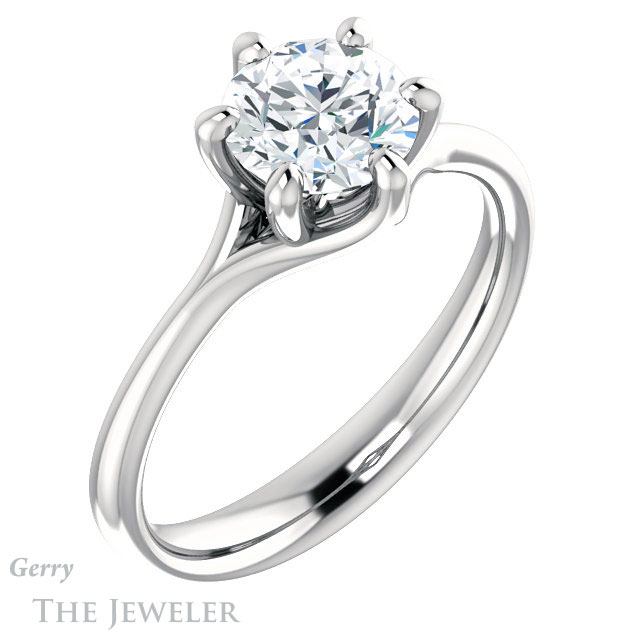 Round Cut Forever One Moissanite Engagement Ring #GTJ962-round-fo-w 4 Round Cut Forever One Moissanite Engagement Ring #GTJ962-round-fo-w