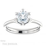 Round Cut Forever One Moissanite Engagement Ring #GTJ962-round-fo-w 1 Round Cut Forever One Moissanite Engagement Ring #GTJ962-round-fo-w