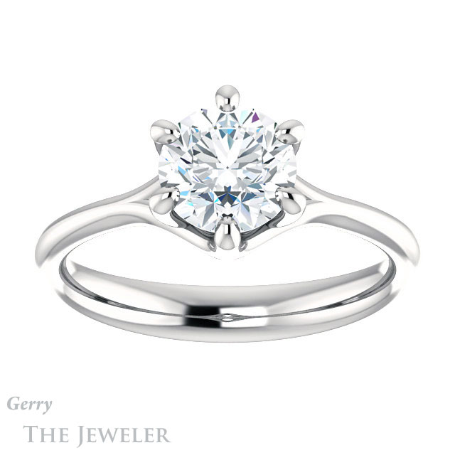 Round Cut Forever One Moissanite Engagement Ring #GTJ962-round-fo-w 1 Round Cut Forever One Moissanite Engagement Ring #GTJ962-round-fo-w