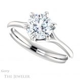 Round Cut Forever One Moissanite Engagement Ring #GTJ962-round-fo-w 5 Round Cut Forever One Moissanite Engagement Ring #GTJ962-round-fo-w