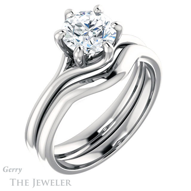 Round Cut Forever One Moissanite Engagement Ring #GTJ962-round-fo-w 6 Round Cut Forever One Moissanite Engagement Ring #GTJ962-round-fo-w