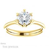 Round Cut Forever One Moissanite Engagement Ring #GTJ962-round-fo-y 1 Round Cut Forever One Moissanite Engagement Ring #GTJ962-round-fo-y