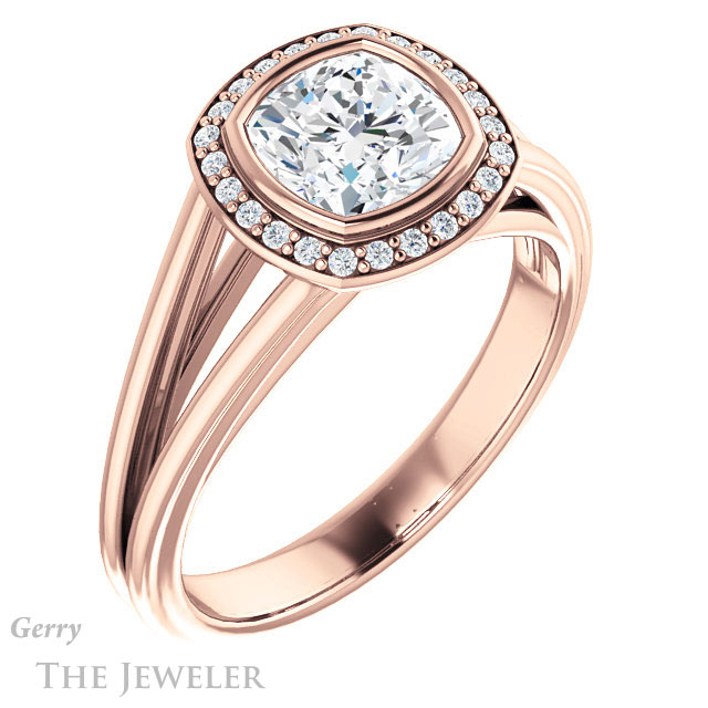 Cushion Cut Forever One Moissanite Engagement Ring #GTJ964-cushion-fo-r 4 Cushion Cut Forever One Moissanite Engagement Ring #GTJ964-cushion-fo-r
