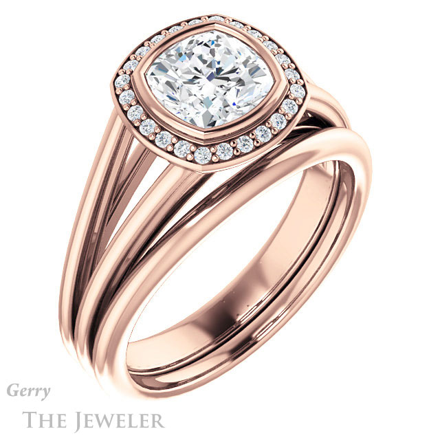 Cushion Cut Forever One Moissanite Engagement Ring #GTJ964-cushion-fo-r 6 Cushion Cut Forever One Moissanite Engagement Ring #GTJ964-cushion-fo-r