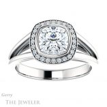 Cushion Cut Forever One Moissanite Engagement Ring #GTJ964-cushion-fo-w