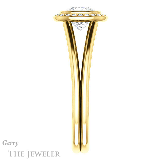 Cushion Cut Forever One Moissanite Engagement Ring #GTJ964-cushion-fo-y 3 Cushion Cut Forever One Moissanite Engagement Ring #GTJ964-cushion-fo-y