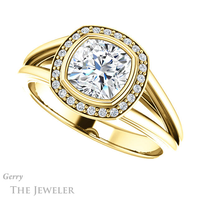 Cushion Cut Forever One Moissanite Engagement Ring #GTJ964-cushion-fo-y 5 Cushion Cut Forever One Moissanite Engagement Ring #GTJ964-cushion-fo-y