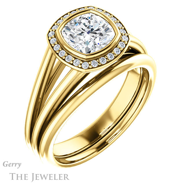Cushion Cut Forever One Moissanite Engagement Ring #GTJ964-cushion-fo-y 6 Cushion Cut Forever One Moissanite Engagement Ring #GTJ964-cushion-fo-y
