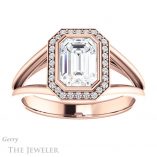 Emerald Cut Forever One Moissanite Engagement Ring #GTJ964-emerald-fb-r 1 Emerald Cut Forever Brilliant Moissanite Engagement Ring #GTJ964-emerald-fb-r