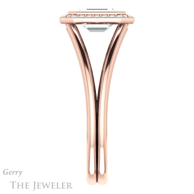 Emerald Cut Forever One Moissanite Engagement Ring #GTJ964-emerald-fb-r 3 Emerald Cut Forever Brilliant Moissanite Engagement Ring #GTJ964-emerald-fb-r