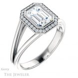 Emerald Cut Forever One Moissanite Engagement Ring #GTJ964-emerald-fb-w 4 Emerald Cut Forever Brilliant Moissanite Engagement Ring #GTJ964-emerald-fb-w
