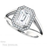 Emerald Cut Forever One Moissanite Engagement Ring #GTJ964-emerald-fb-w 5 Emerald Cut Forever Brilliant Moissanite Engagement Ring #GTJ964-emerald-fb-w