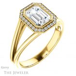 Emerald Cut Forever One Moissanite Engagement Ring #GTJ964-emerald-fb-y 4 Emerald Cut Forever Brilliant Moissanite Engagement Ring #GTJ964-emerald-fb-y