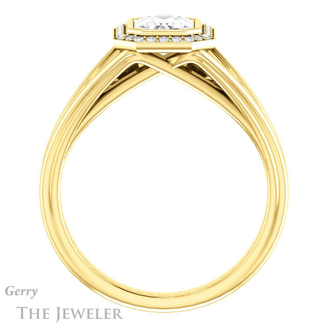 Emerald Cut Forever One Moissanite Engagement Ring #GTJ964-emerald-fb-y 2 Emerald Cut Forever Brilliant Moissanite Engagement Ring #GTJ964-emerald-fb-y