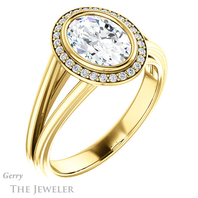 Oval Shaped Forever One Moissanite Engagement Ring #GTJ964-oval-fo-y