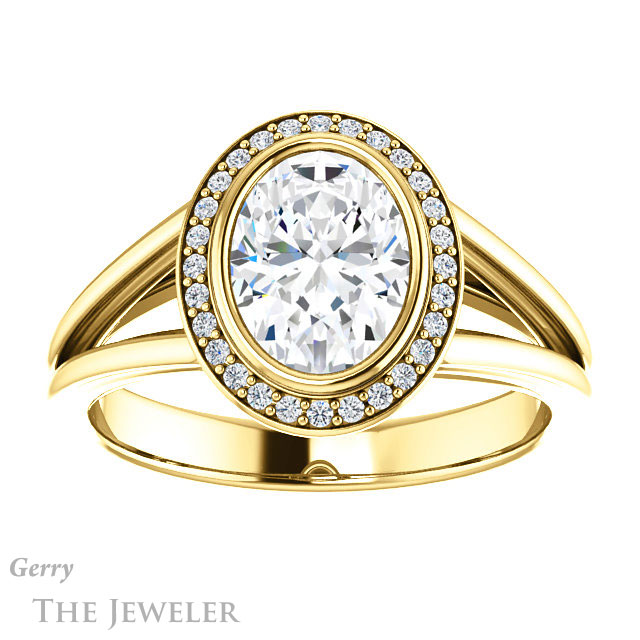 Oval Shaped Forever One Moissanite Engagement Ring #GTJ964-oval-fo-y