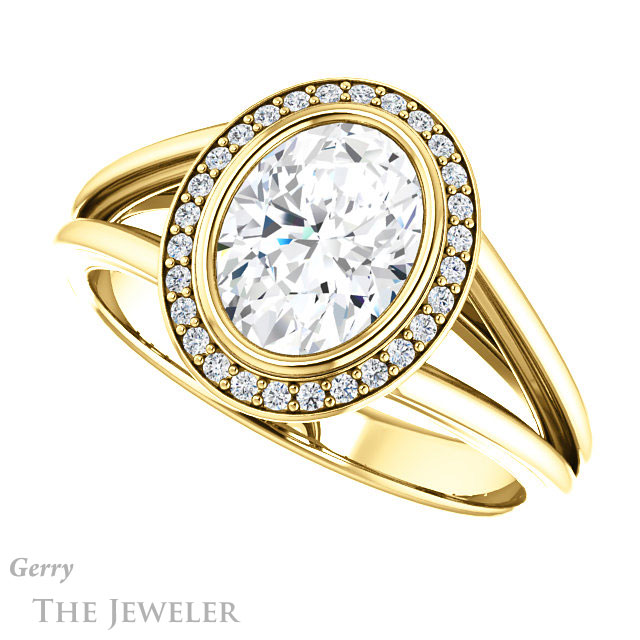 Oval Shaped Forever One Moissanite Engagement Ring #GTJ964-oval-fo-y