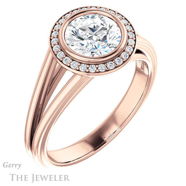 Round Cut Forever One Moissanite Engagement Ring #GTJ964-round-fo-r