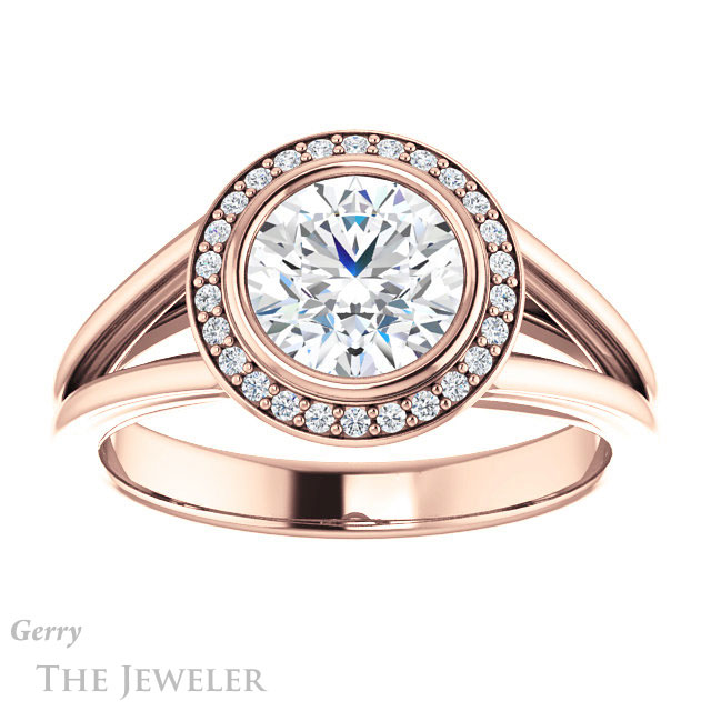 Round Cut Forever One Moissanite Engagement Ring #GTJ964-round-fo-r