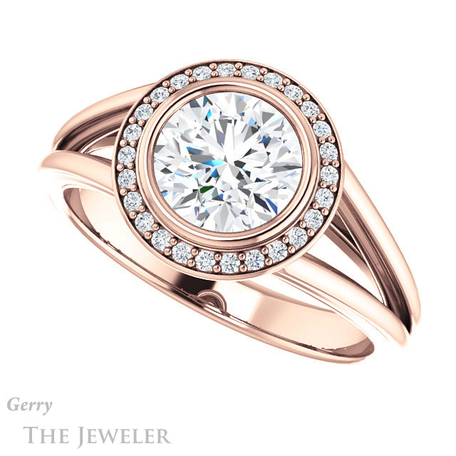 Round Cut Forever One Moissanite Engagement Ring #GTJ964-round-fo-r