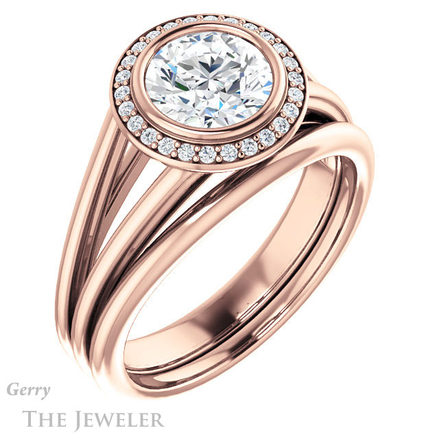 Round Cut Forever One Moissanite Engagement Ring #GTJ964-round-fo-r